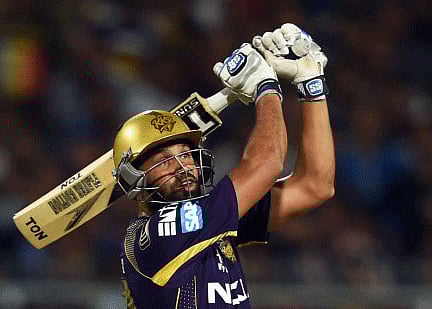 Yusuf Pathan's late cameo lifted Kolkata Knight Riders to a fighting 167 for seven after a middle-order collapse in their Indian Premier League (IPL) cricket match against Sunrisers Hyderabad here today. PTI Image