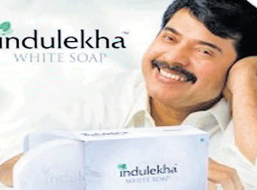 Actor Mammootty in the Indulekha soap ad.