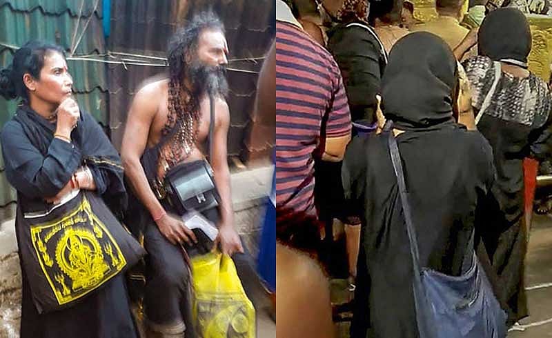 Sri Lankan national Sasikala, Bindu and Kanakadurga visiting Sabarimala shrine. Screengrabs.