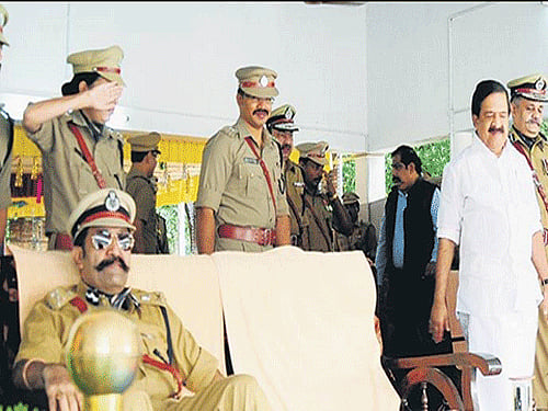 Home Minister Ramesh Chennithala and ADGP Rishiraj Singh. Image Courtesy Facebook.