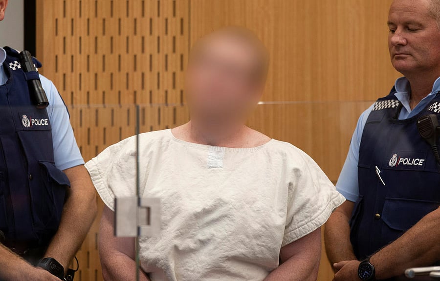 Brenton Tarrant, charged for murder in relation to the mosque attacks, is seen in the dock during his appearance in the Christchurch District Court, New Zealand March 16, 2019. Mark Mitchell/New Zealand Herald/Pool via REUTERS.