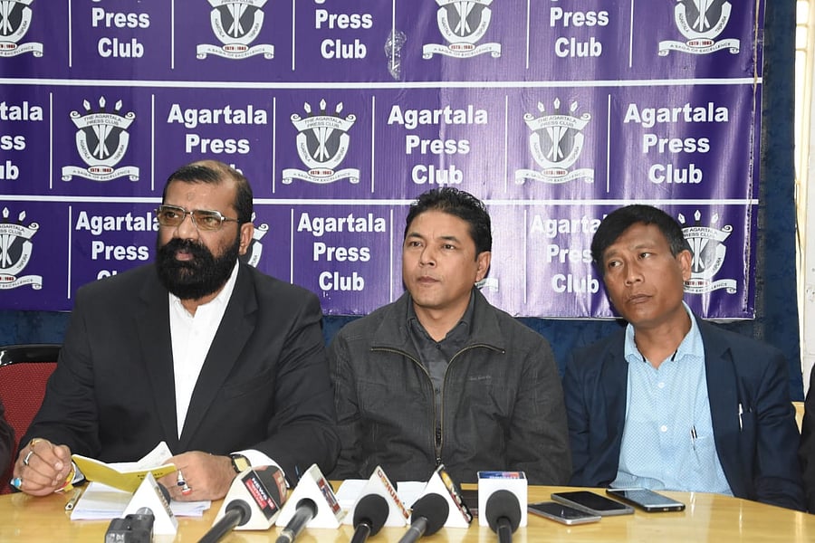 NESO leaders in Agartala on Friday. Photo by Pranab Shil/Agartala. 