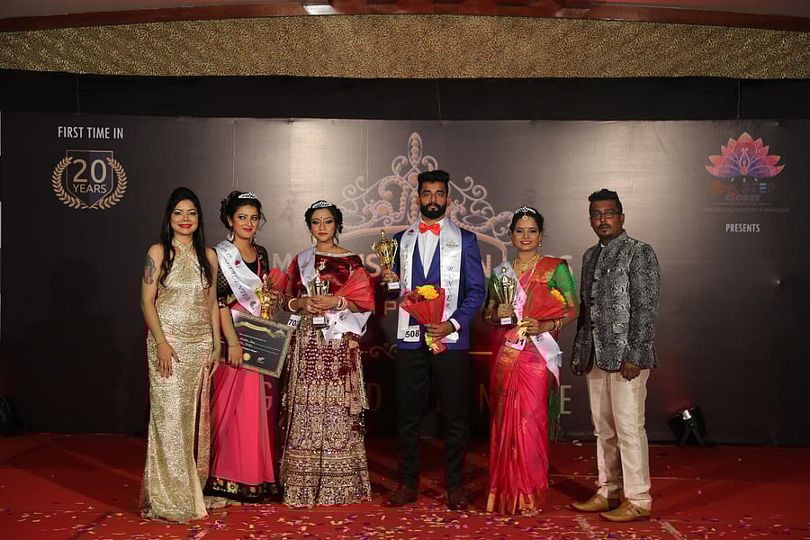 Winners of Mr- Miss- Miss-Teen- Mrs Manipal 2019 beauty pageant organised by OSC (OneStepCloser) Events at Madhuvan Serai in Manipal recently.