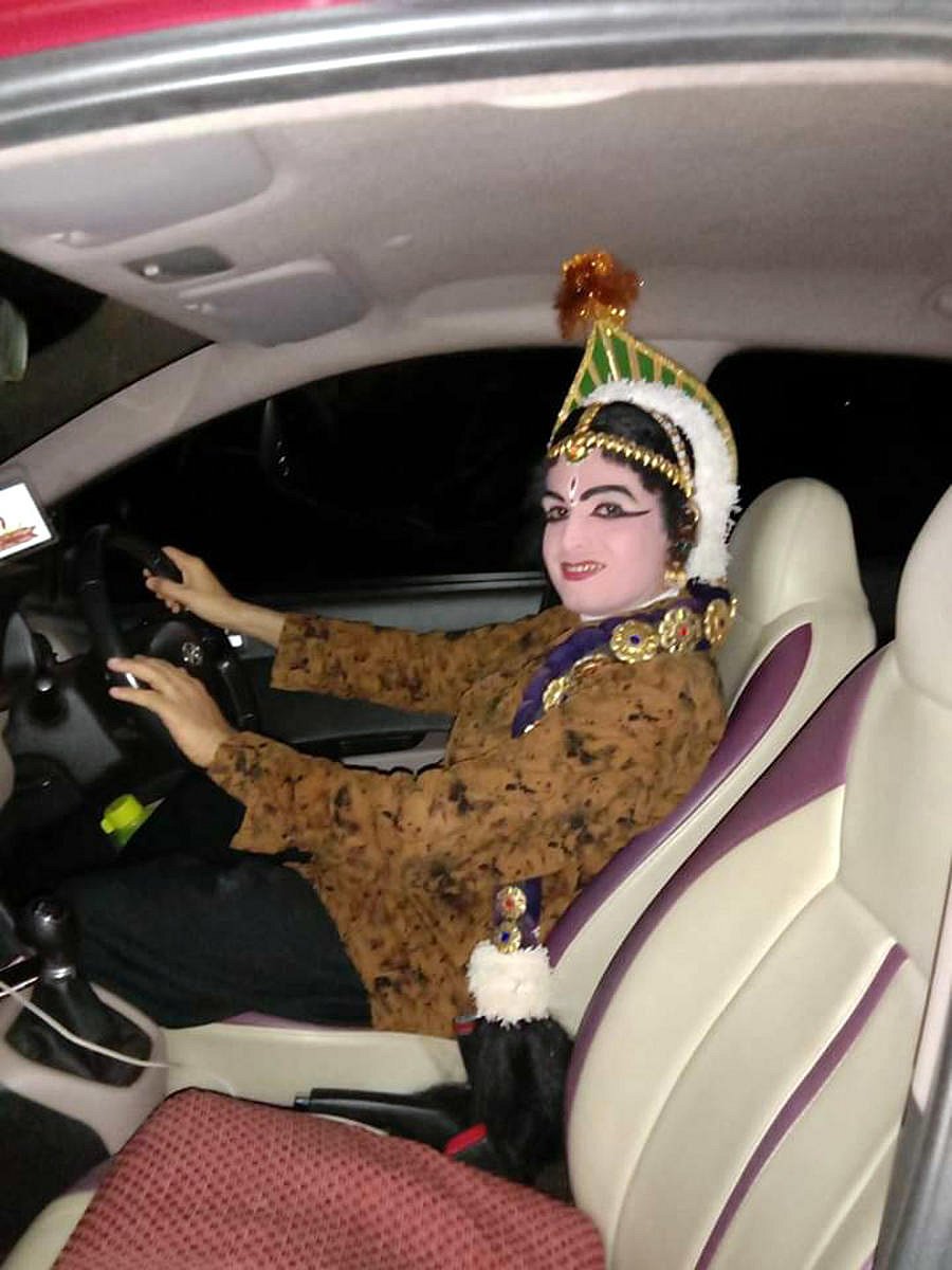 Yakshagana artiste Nilkod Shankar Hegde while in costume.