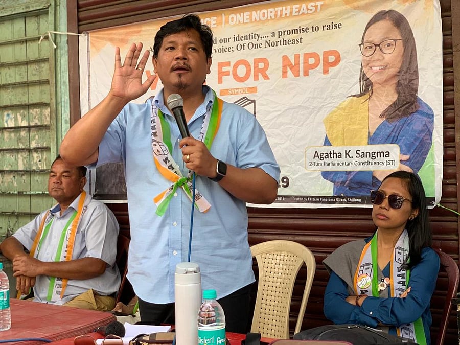 NPP chief and Meghalaya chief minister Conrad K Sangma, during a campaign rally in Tura Lok Sabha constituency, where his sister Agatha Sangma is contesting. S. Khan