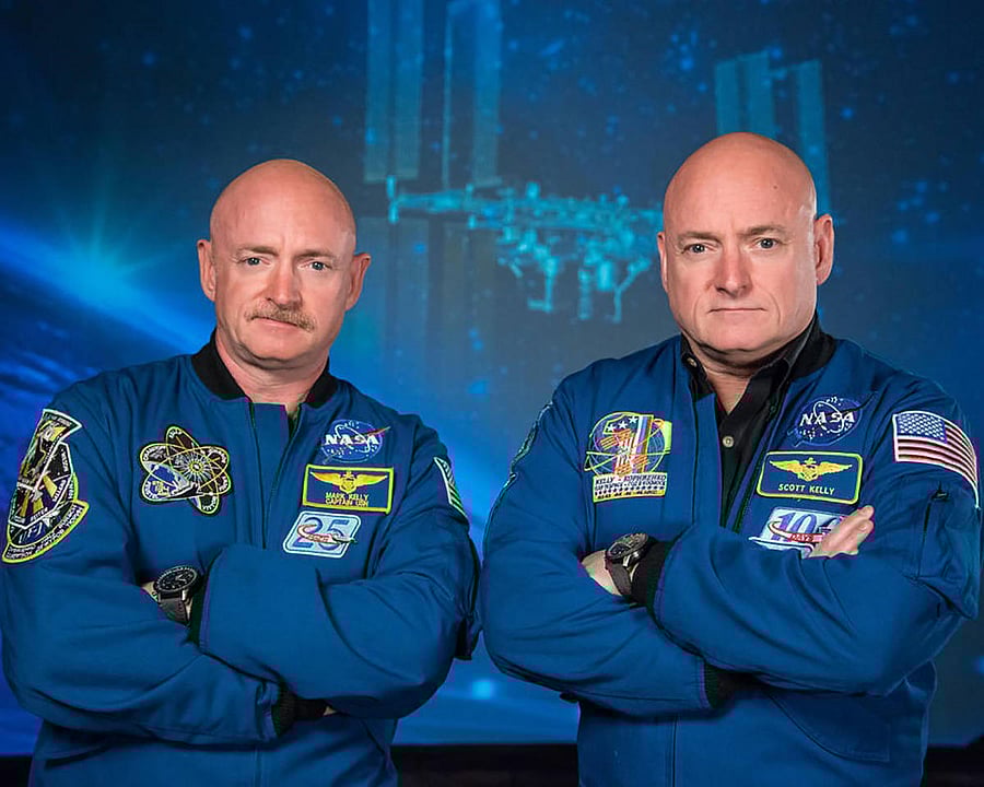 Recent photo released by NASA shows former astronaut Scott Kelly (R), who was the Expedition 45/46 commander during his one-year mission aboard the International Space Station, along with his twin brother, former astronaut Mark Kelly (L). (Photo by Robert