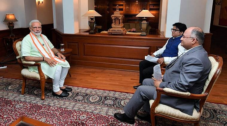 PM Modi in an interview with DD News and Rajya Sabha TV. (Twitter)