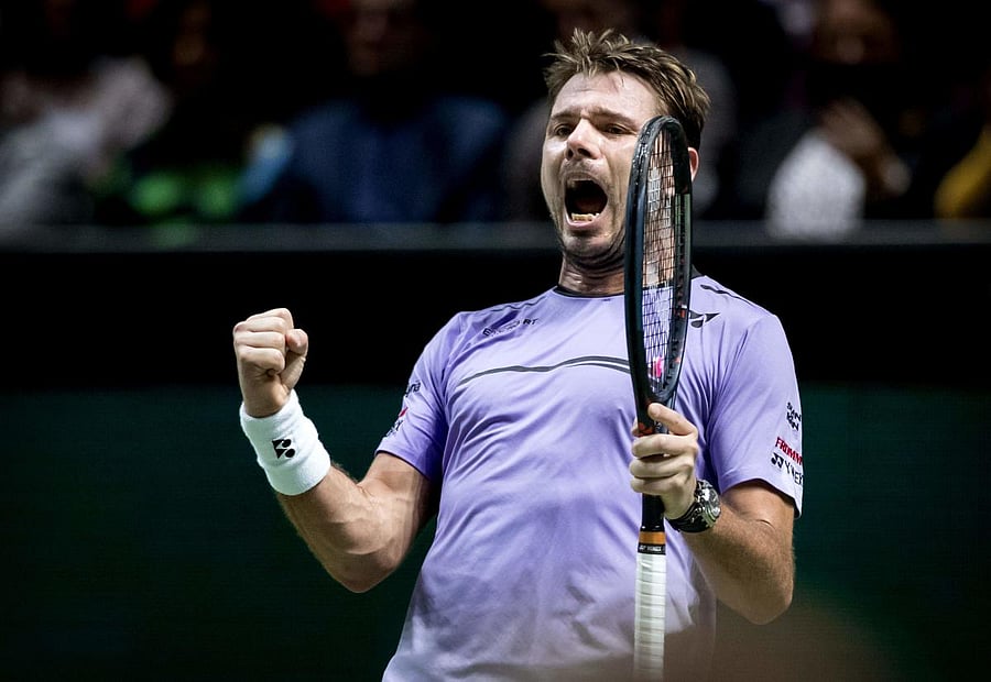 Switzerland's Stan Wawrinka celebrates his quarterfinal win over Denis Shapovalov on Friday. AFP