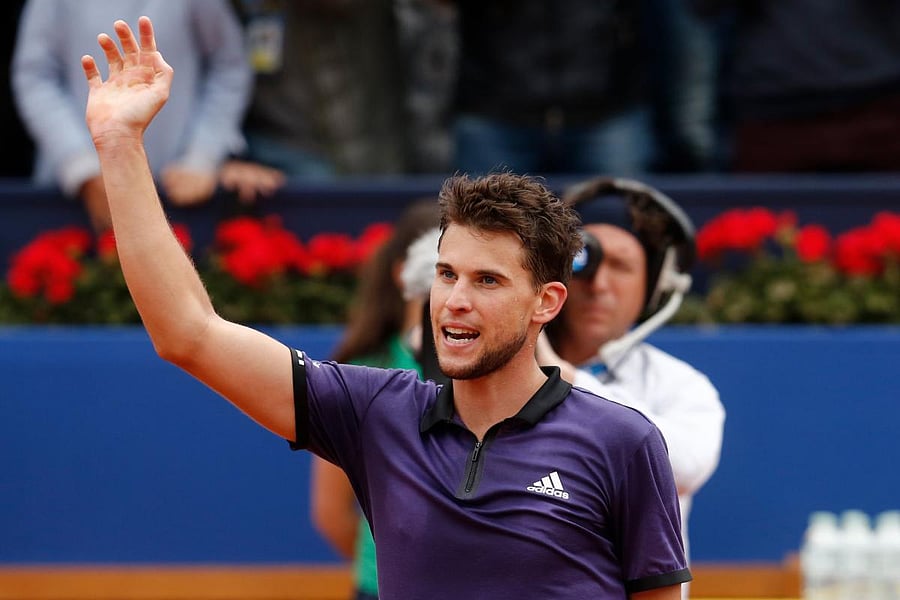 MARAUDING FORM: Dominic Thiem celebrates after defeating Russia's Daniil Medvedev in the final of the Barcelona Open. AFP