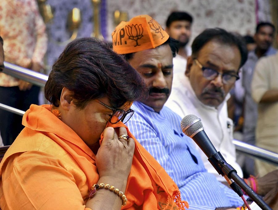 Addressing BJP workers in Bhopal on Thursday night, Thakur had claimed that Karkare died during the attacks as she "cursed" him for torturing her. PTI File photo