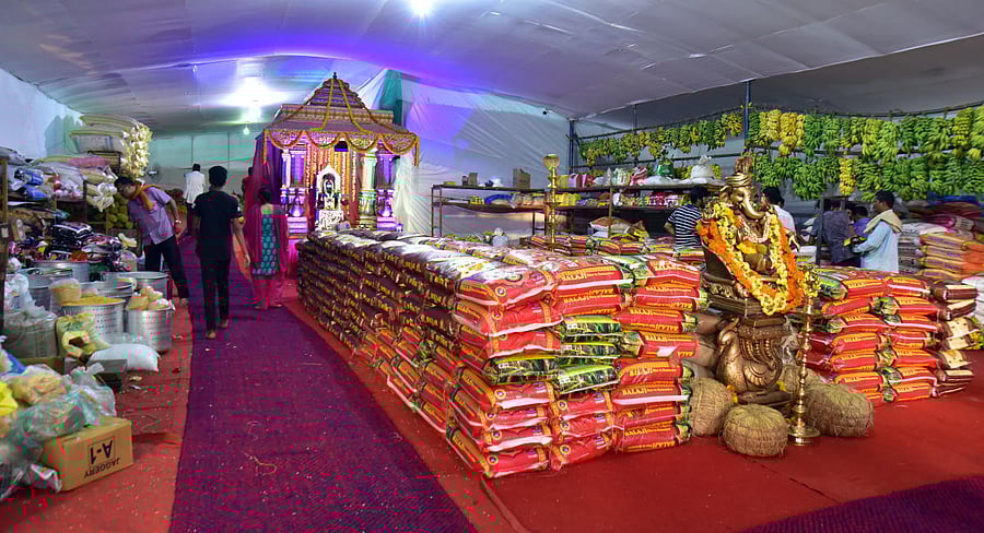 A view of ‘Ugrana’ (storeroom) set up at Kadri Manjunatha Temple in Mangaluru.