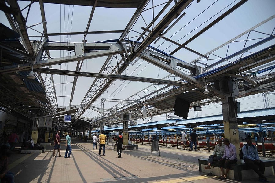 A view of the damaged Bhubaneswar railway station. (PTI Photo)