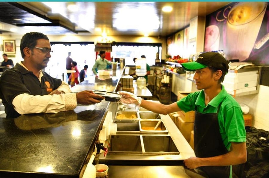 Eateries such as Madurai Idli Shop use containers for their takeaways. Online orders have spiked in recent months.
