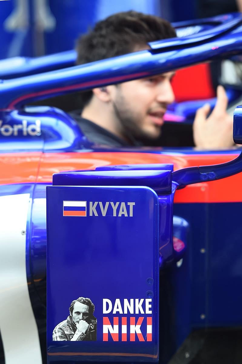 Red Bull Toro Rosso pay homage to F1 great Niki Lauda at the Monaco Grand Prix on Thursday. AFP
