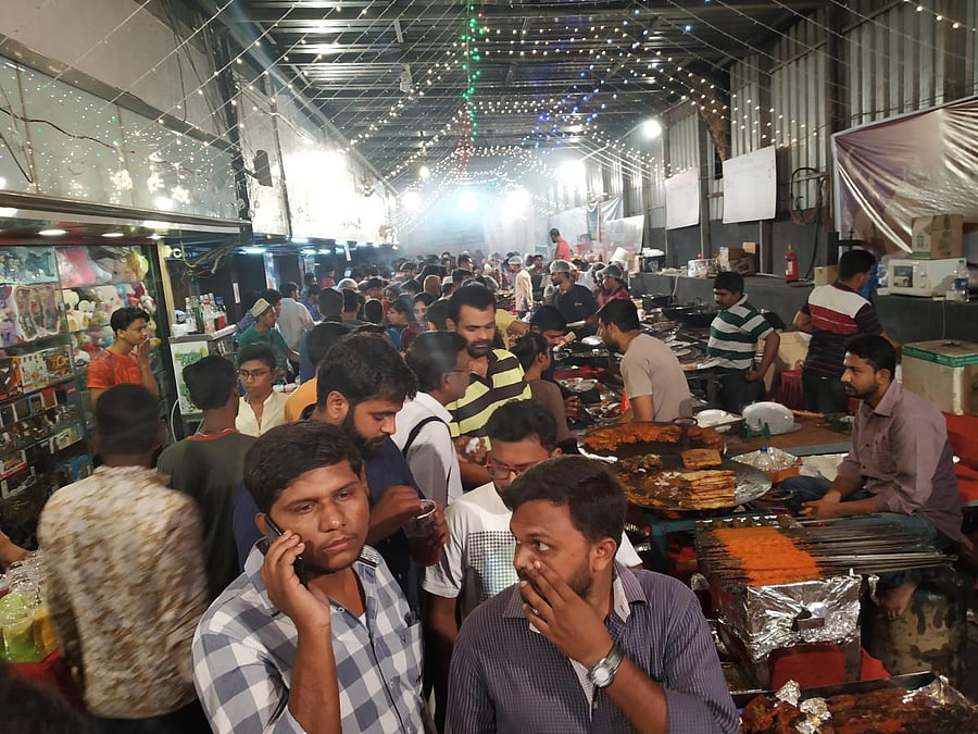 Visitors throng the Iftaar stalls at Koramangala.