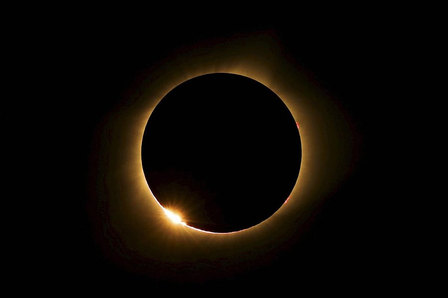 burning halo: A total solar eclipse visible from Farmington, Missouri in 2017. A similar total solar eclipse on May 29, 1919, made Einstein a celebrity scientist. PTI
