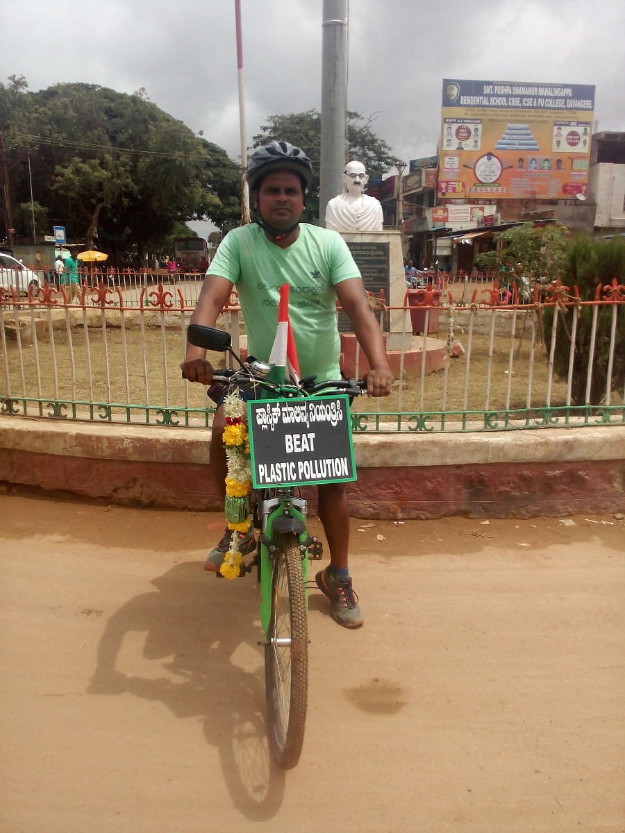 Girish on his bicycle.