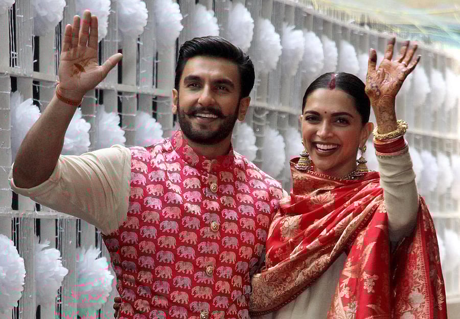 BRIDE SIDE Newly-weds Deepika and Ranveer outside her house in Bengaluru.