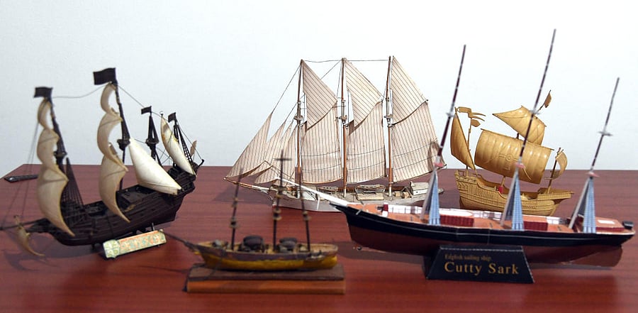 He builds models of sailing boats which are 200 to 300 years old.