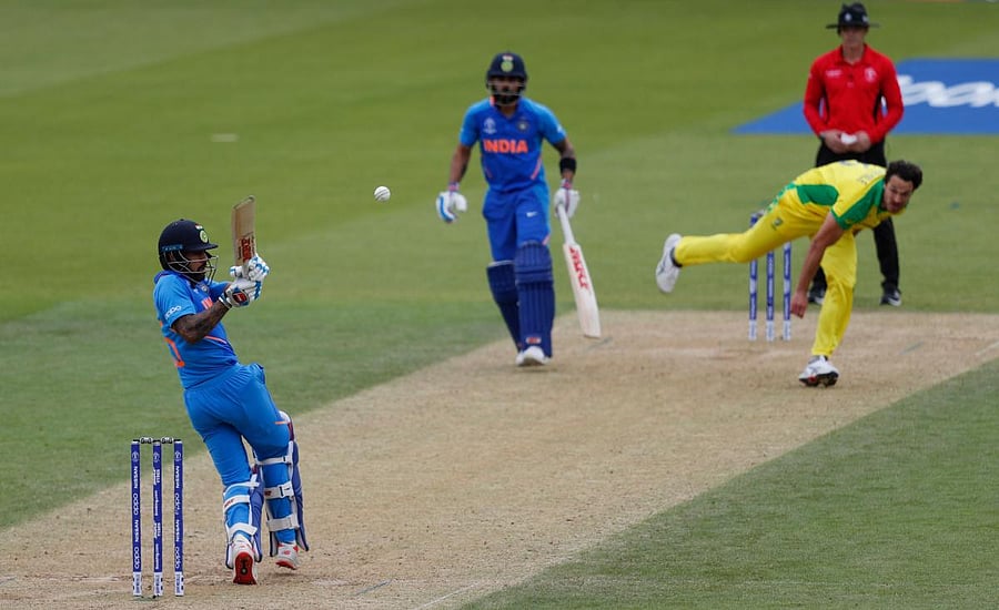 Dhawan was injured during the India-Australia match after being hit on the thumb by a rising delivery from pacer Nathan Coulter-Nile. AFP photo