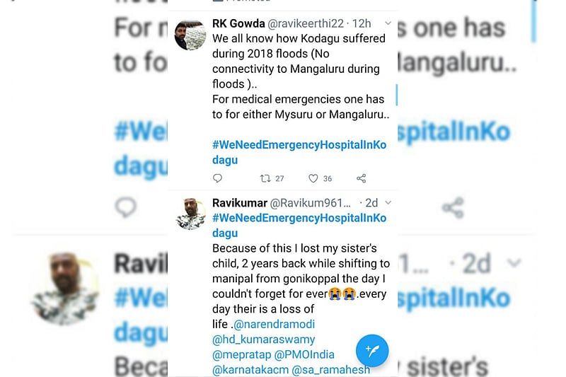 Twitteratties have been demanding an emergency hospital in Kodagu.