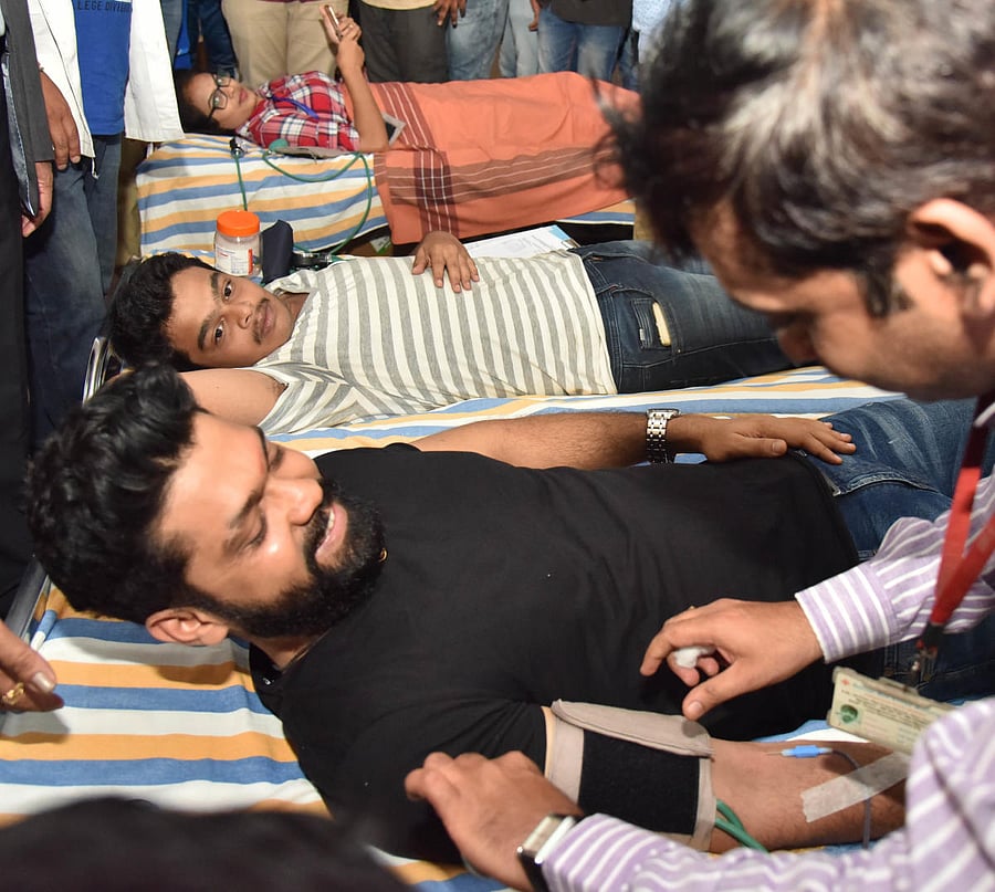 From Bollywood celebrities like Salman Khan and Aamir Khan to Sandalwood stars like Rakshit Shetty (above), many film personalities espouse the cause of blood donation. dh photo by Janardhan B K