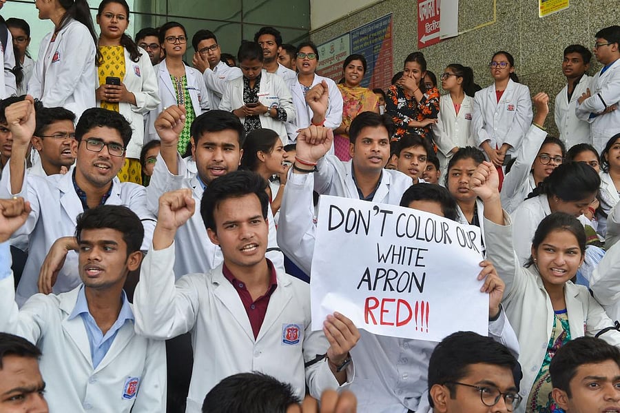 On a day, when the doctors struck work in different parts of the country in protest against the assault on their colleagues at a Kolkata hospital a few days back, doctors in the state capital on Monday thrashed a shopkeeper and looted the goods kept at his shop over a trivial incident. PTI photo