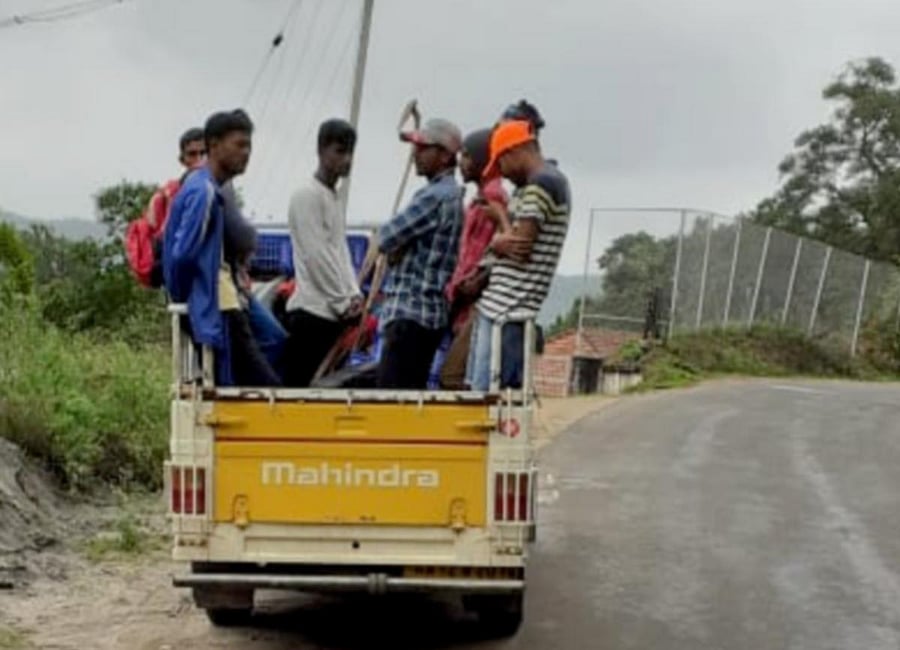 A pick-up van, which was ferrying people in Somwarpet, was seized by police.