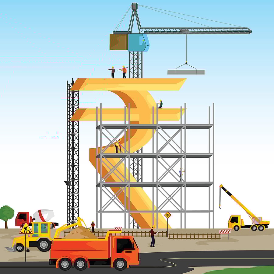 Vector illustration of structure building of Indian Rupee  Rupee; Picture credit: Getty Images