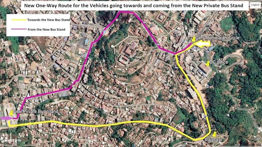 The new route for private buses in Madikeri.