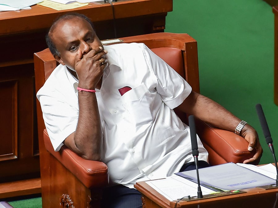 Karnataka Chief Minister HD Kumaraswamy during the Assembly Session, at Vidhana Soudha. (PTI Photo)