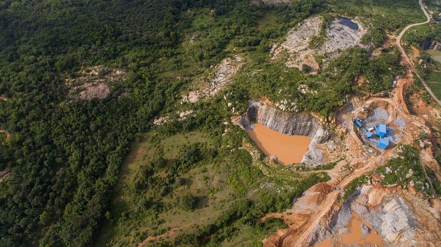 A stone quarry at Bannerghatta National Park, Bengaluru.