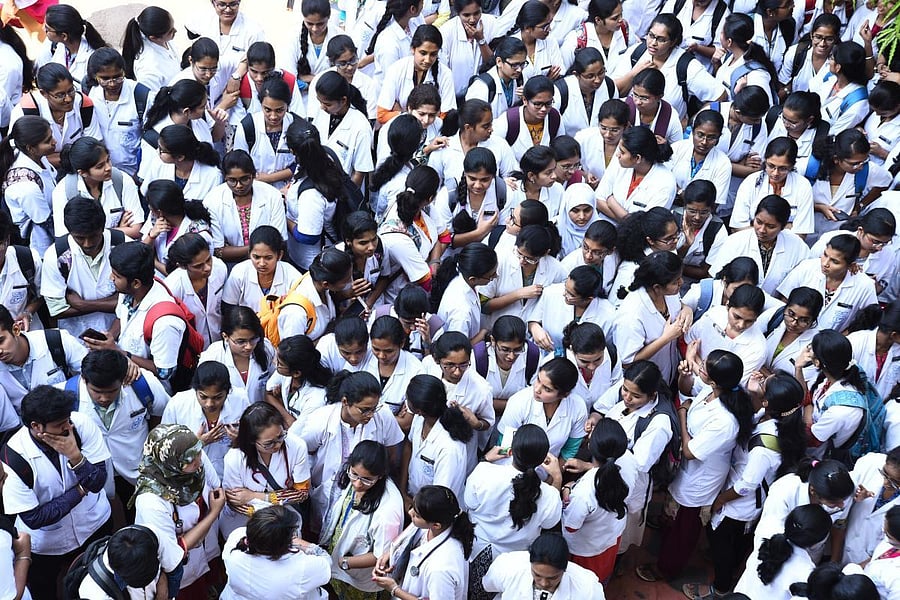 This year, several student organisations staged a protest demanding that the government withdraw the fee hike for medical courses. dh file photo