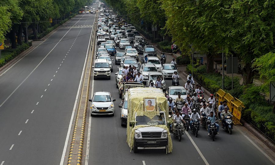 The mortal remains of former Delhi chief minister Sheila Dikshit (PTI Photo)