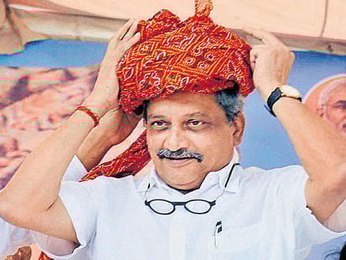 Manohar Parrikar at the Tiranga Yatra in Rewari, Haryana on Tuesday. PTI