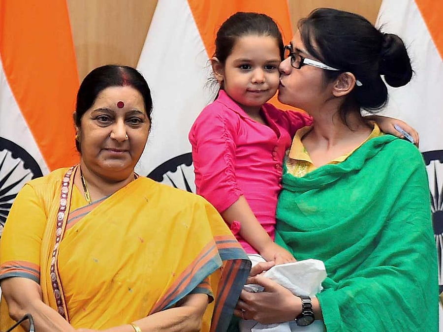 Uzma's gharwapsi which happened on Thursday appeared to be a script of another Bollywood potboiler on cross-border love story horribly gone wrong. Ujma, believed to be in her 20s, had tricked Tahir Ali to come to Indian high commission in Islamabad on a cooked up version that as per her Indian customs the brides family gives Rs 1.5 lakh cash as a wedding gift to the bridegroom, said external affairs minister Sushma Swaraj narrating the untold tales of the episode lapped up by media on her return to the national capital. Press Trust of India file photo