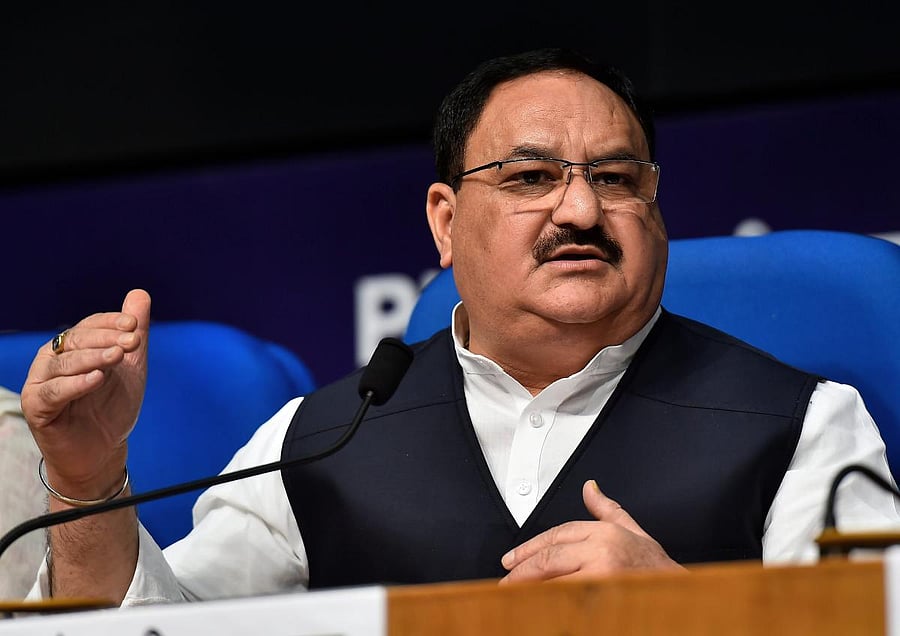 Union Minister for Health & Family Welfare J P Nadda addresses a press conference on the achievements of his ministry in the last 4 years, in New Delhi. (PTI Photo)