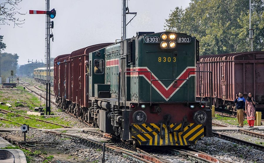 Indo-Pak friendship train Samjhauta Express enters the Attari railway station, near Amritsar on Monday (PTI Photo)