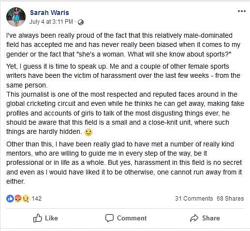 Sarah’s Facebook post