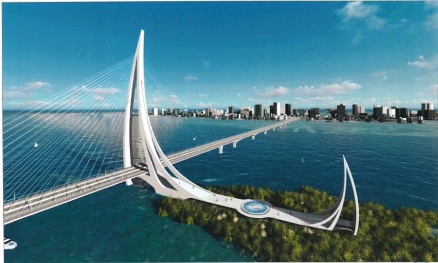 The iconic bridge across river Krishna linking Krishna district with Guntur via Amaravati to be built by L&amp;T.