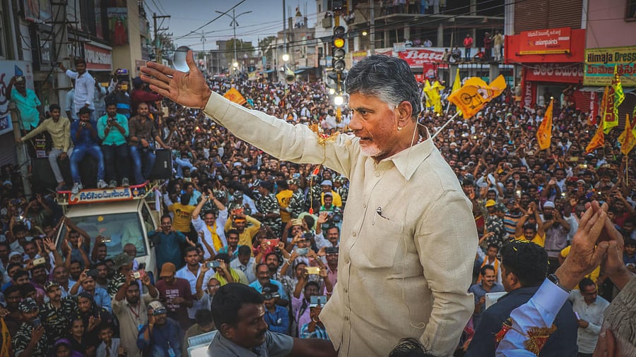 Nara Chandrababu Naidu during his campaign in Rayalaseema.