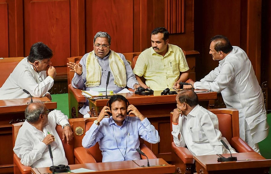 File picture of Siddaramaiah along with other party MLAs. Photo credit: PTI