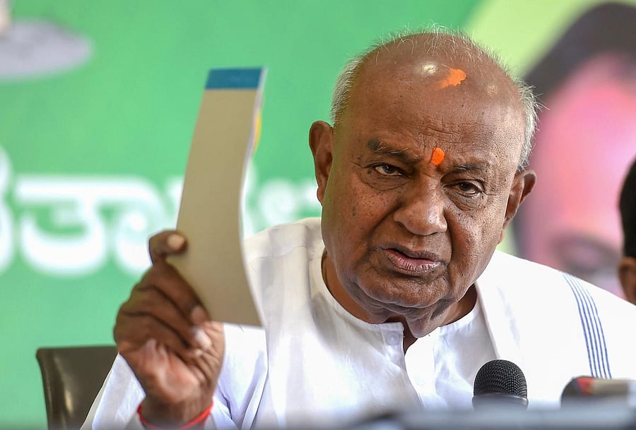 Former Prime Minister and JD(S) chief H D Deve Gowda. (PTI Photo)