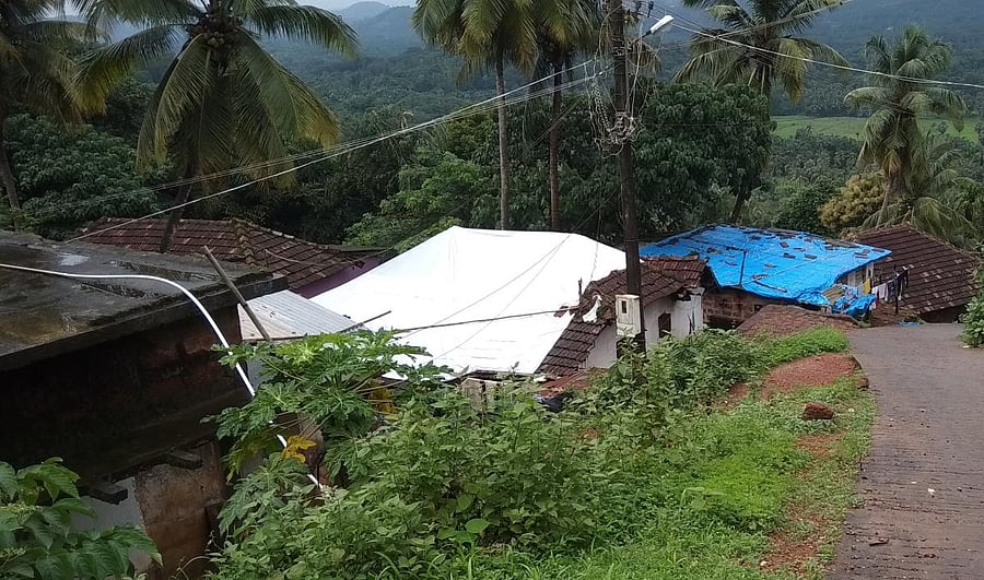 Houses situated on elevated areas in Bajpe.