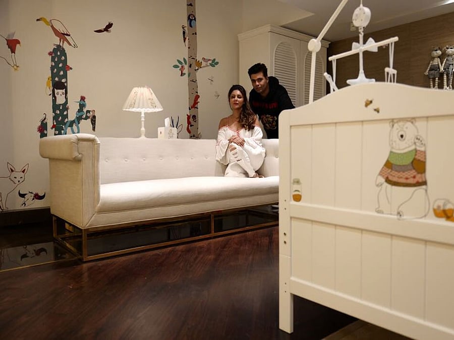 The room appeared bright with paintings of animals and birds. Karan recently took his twins home on March 29. Image source : Twitter