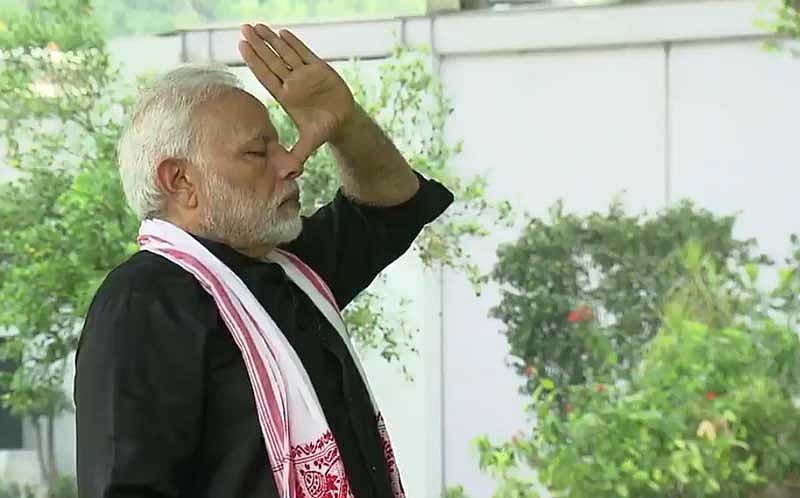 Modi posted his fitness video on Twitter in which he was seen stretching on a rock, walking barefoot on a narrow path and doing yoga, wearing a black jogging dress. The PM had released the video days after accepting a fitness challenge from Indian cricket captain Virat Kohli. PTI Photo 