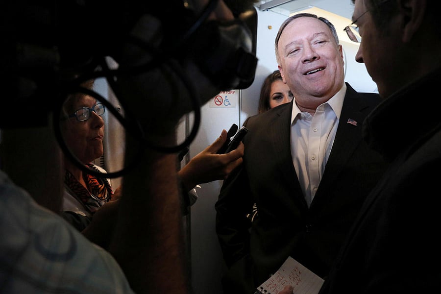 We're working hard with the Indian government to provide them with opportunities to grow their economy as well," Pompeo told reporters accompanying him on a tour to the Indo-pacific region (Reuters Photo)