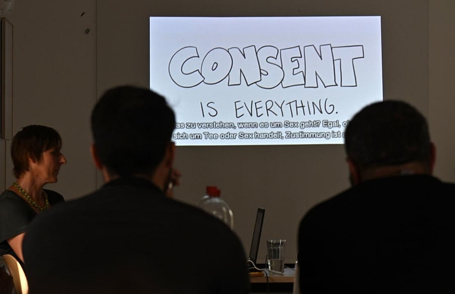 People attend a four-hour course titled "Together for Security", a sex education class for migrants in Berlin's Marzahn district. (AFP file photo)