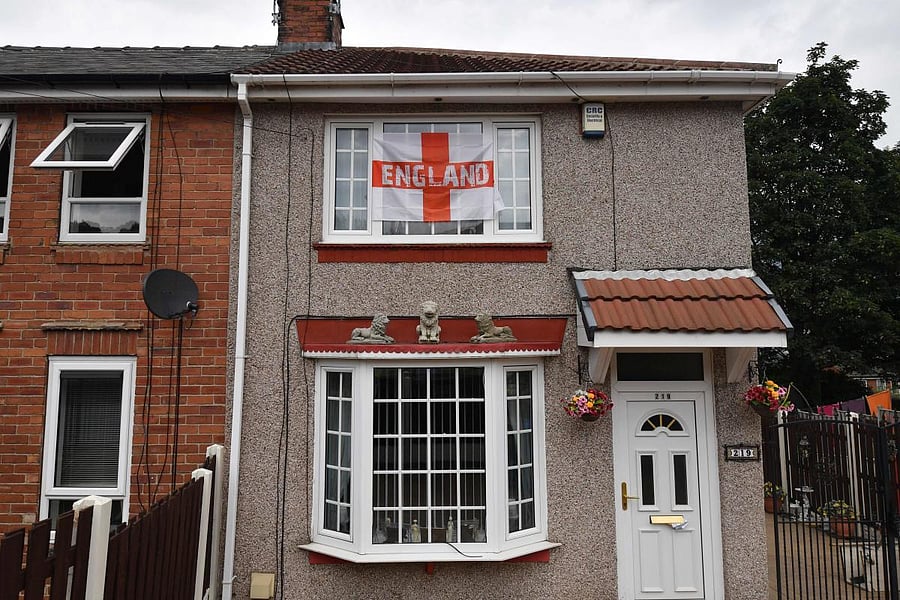 Three players in the current squad -- quarterfinal goal-scoring hero Harry Maguire, defender Kyle Walker and forward Jamie Vardy -- were raised there.