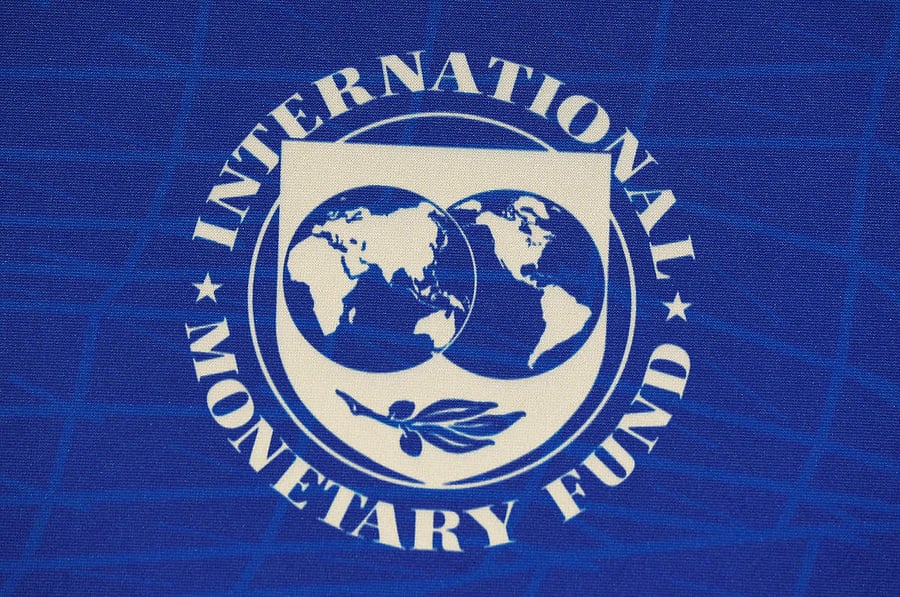 The logo of the International Monetary Fund (IMF). (Photo by REUTERS)